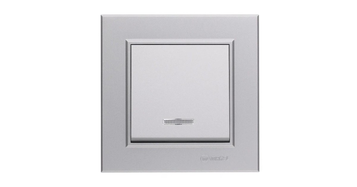 Купить Выключатель 1-кл. СП Karea 10А IP20 сереб. с подсветкой 56065021 Makel оптом в Москве