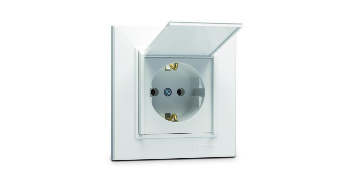Купить Розетка с/з и крышкой (Керамика) СП Karea 16А IP20 бел. 56001009 Makel оптом в Москве
