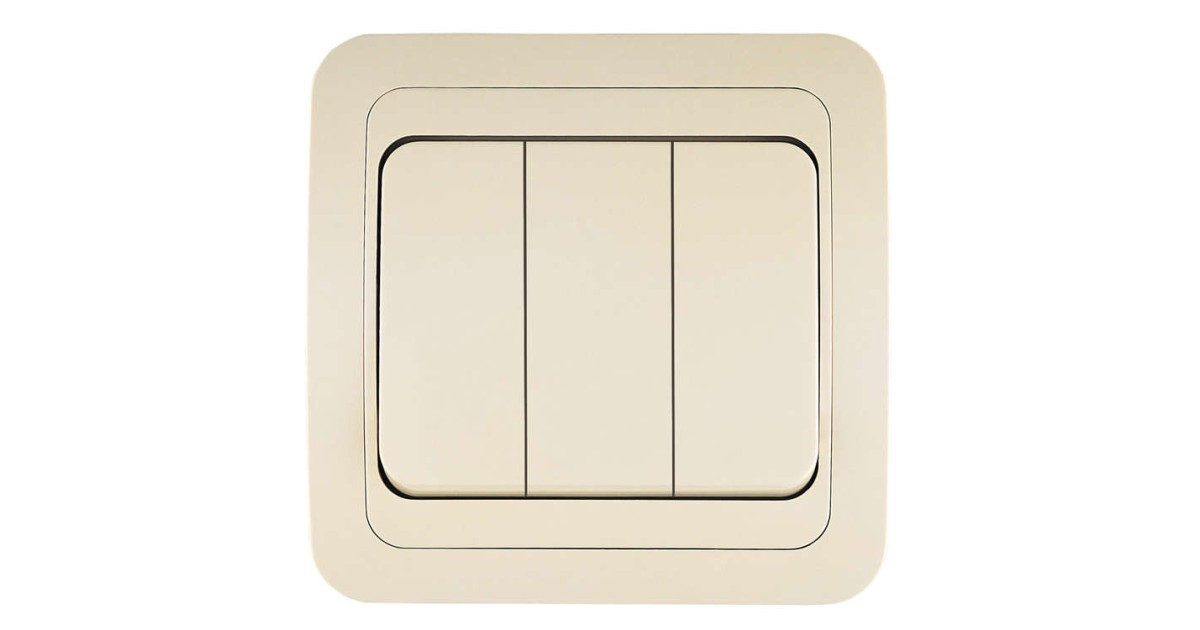 Купить Выключатель 3-кл. 3п СП Mimoza 10А IP20 крем./крем. 25091 Makel оптом в Москве