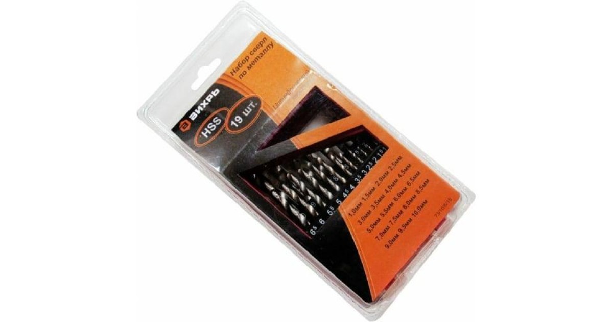 Купить Набор сверл по металлу 1-10мм (через 0 5мм) HSS металл.коробка цилиндрический хвостовик (уп.19шт) 73/10/6/18 Вихрь оптом в Москве
