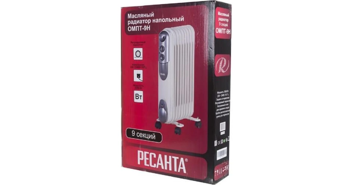 Купить Радиатор масляный 9 секц. 2000Вт ОМПТ- 9Н 67/3/4 Ресанта оптом в Москве