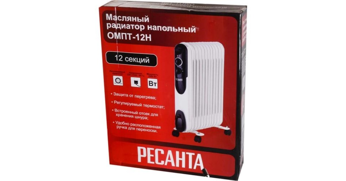 Купить Радиатор масляный 12 секц. 2500Вт ОМПТ-12Н 67/3/5 Ресанта оптом в Москве