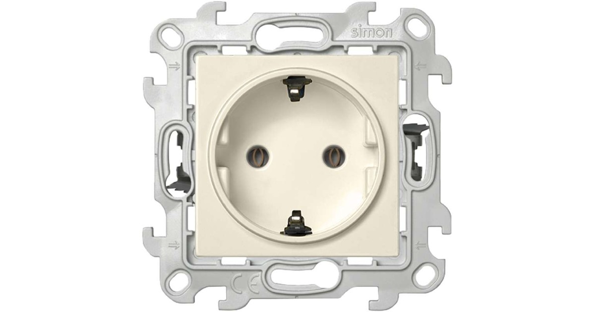 Купить Розетка 1-м СП 24 16А IP20 2P+E Push&Go без защ. шторок механизм сл. кость 2420434-031 Simon оптом в Москве