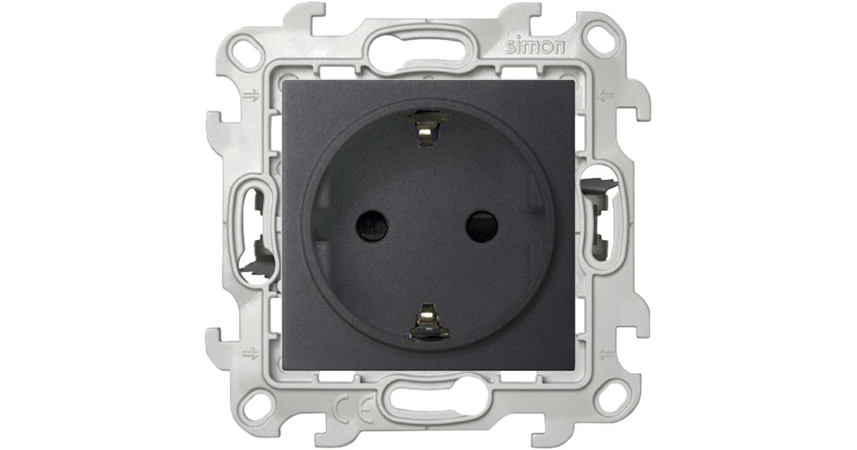 Купить Розетка 1-м СП 24 16А IP20 2P+E Push&Go защ. шторки механизм графит 2420432-038 Simon оптом в Москве