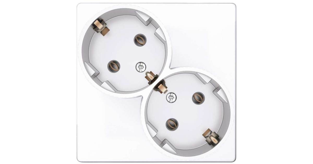 Купить Розетка 2-м СП 24 16А IP20 2х2P+E Schuko без защ. шторок механизм бел. 2450459-030 Simon оптом в Москве