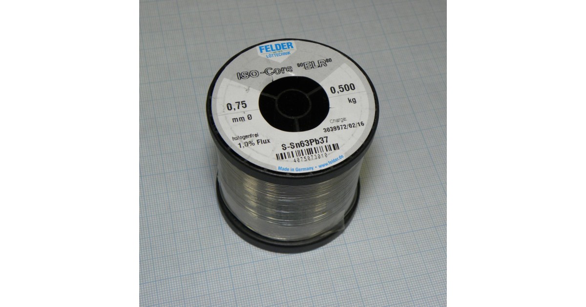 Купить Припой Sn63Pb37 ELR  0.75мм 500гр FELDER оптом в Москве