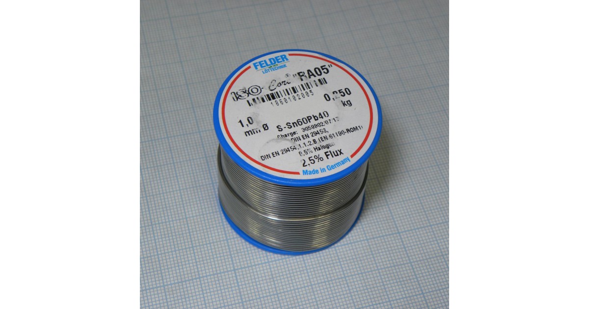 Купить Припой Sn60Pb40 RA05  1.0мм 250гр FELDER оптом в Москве