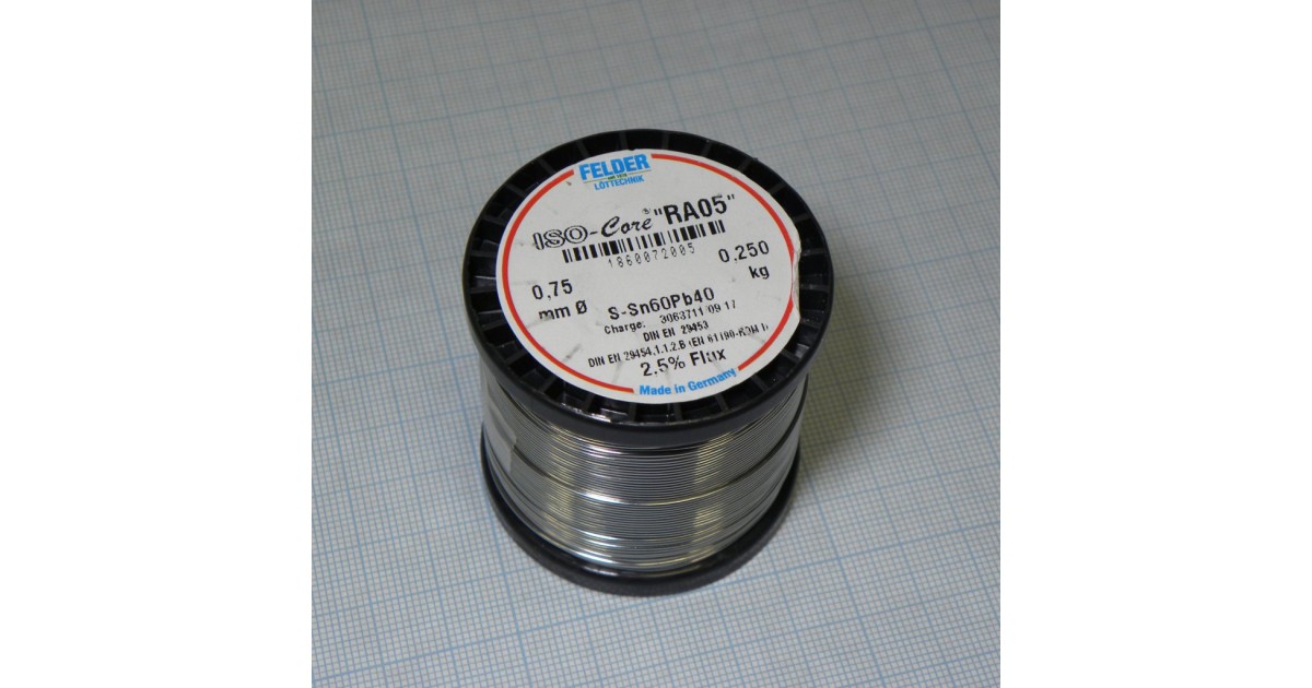 Купить Припой Sn60Pb40 RA05  0.75мм 250гр FELDER оптом в Москве