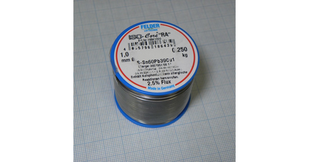 Купить Припой Sn60Pb39Cu1 RA   1мм 250г акт. FELDER оптом в Москве