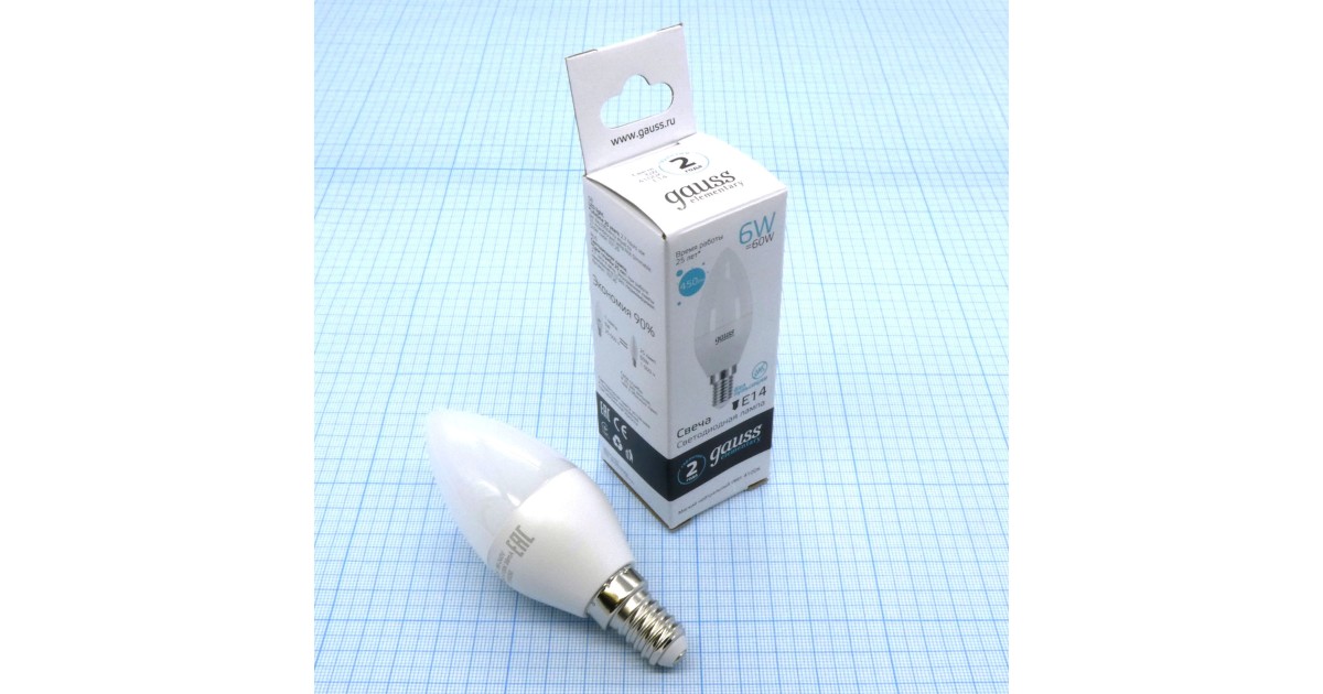 Купить Лампа LED Gauss 6W хол свеча (85) Gauss оптом в Москве