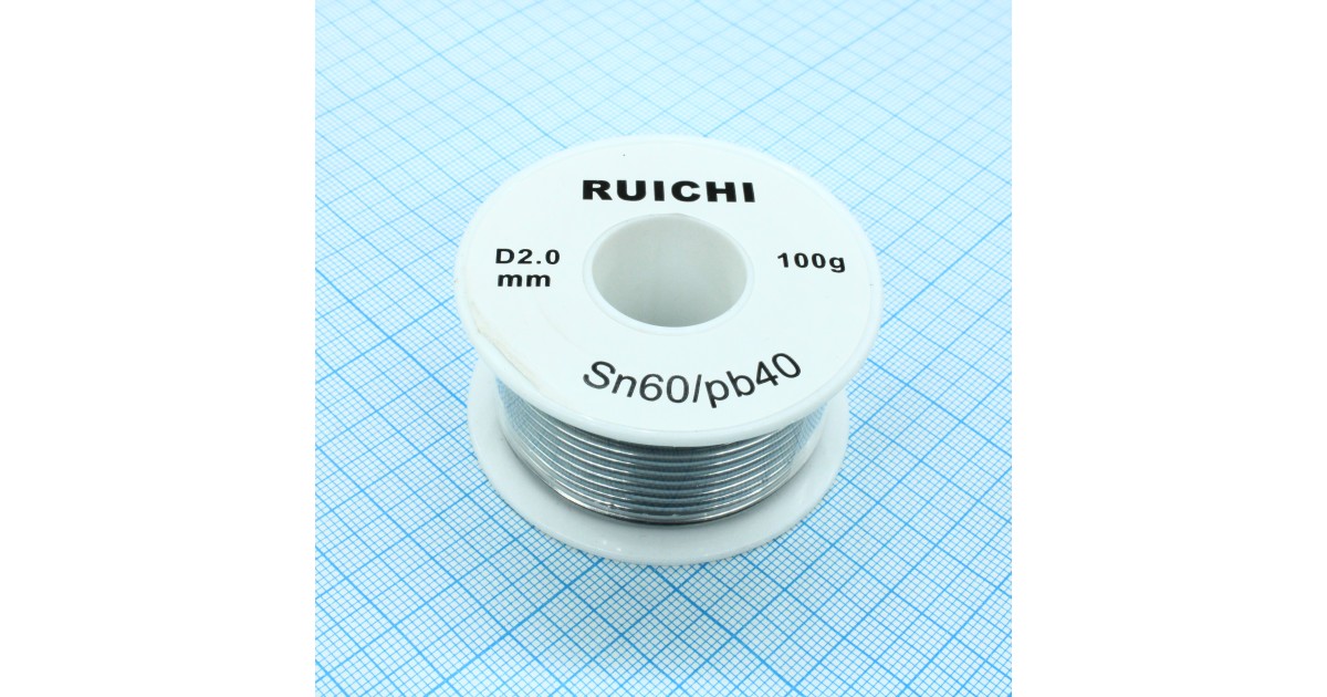 Купить Припой SN60/PB40 2,0мм 100гр  без флюса RUICHI оптом в Москве