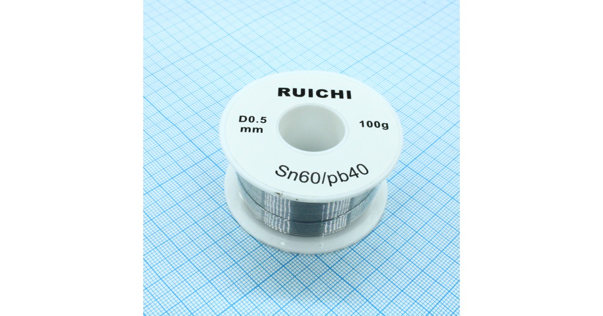 Купить Припой SN60/PB40 0,5мм 100гр  без флюса RUICHI оптом в Москве