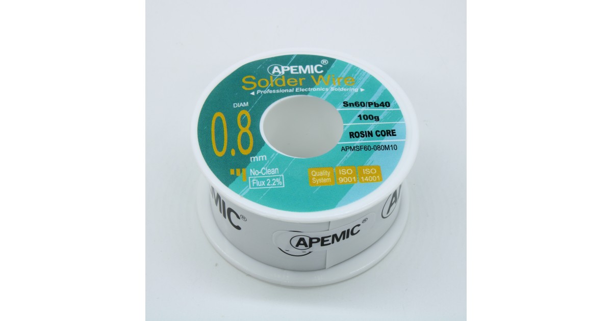 Купить Припой Sn60Pb40 ROL0 0.8мм 100гр APEMIC оптом в Москве