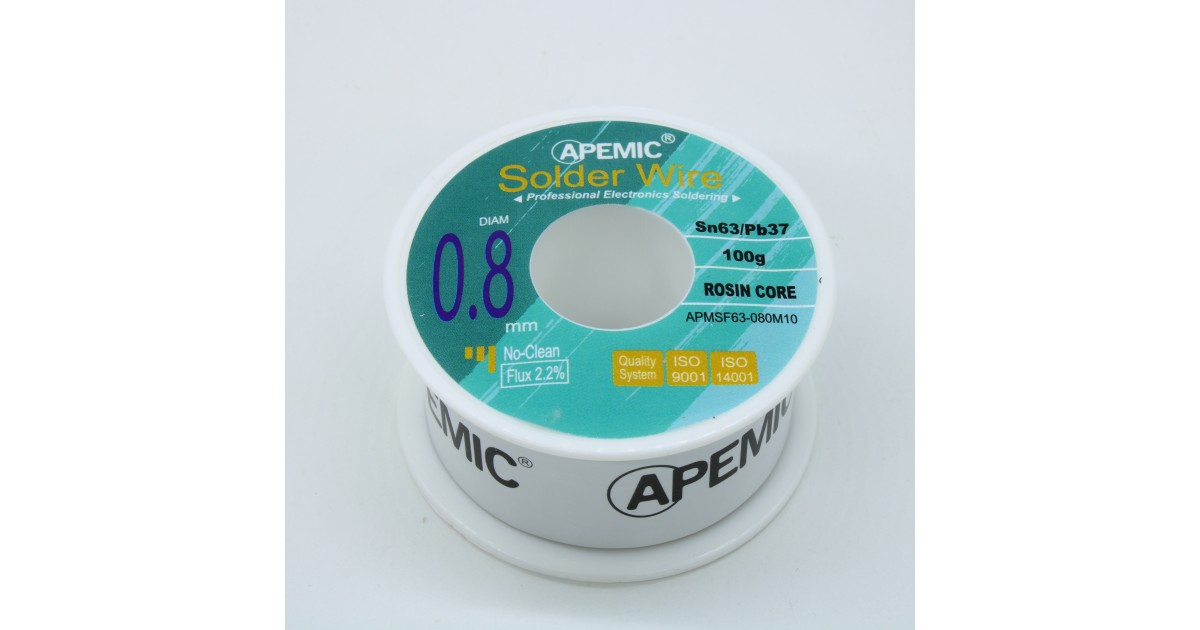 Купить Припой Sn63Pb37 ROL0 0.8мм 100гр APEMIC оптом в Москве