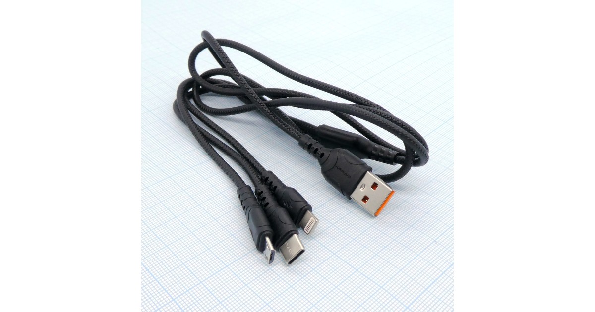 Купить Шнур USB-Type-C/microUSB/Lighting GoPower GP05-3-1 . оптом в Москве