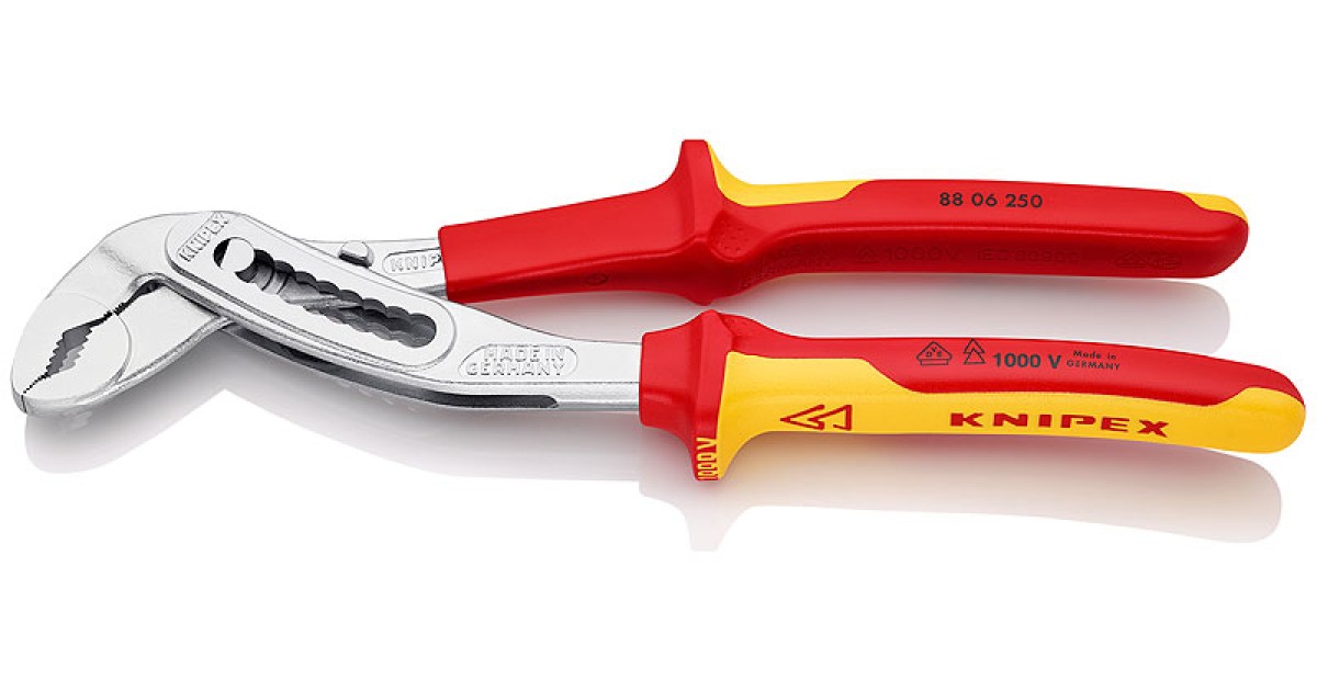 Купить Клещи переставные VDE, зев 50 мм, длина 250 мм, хром, 2-комп диэлектрические ручки KN-8806250 Knipex оптом в Москве