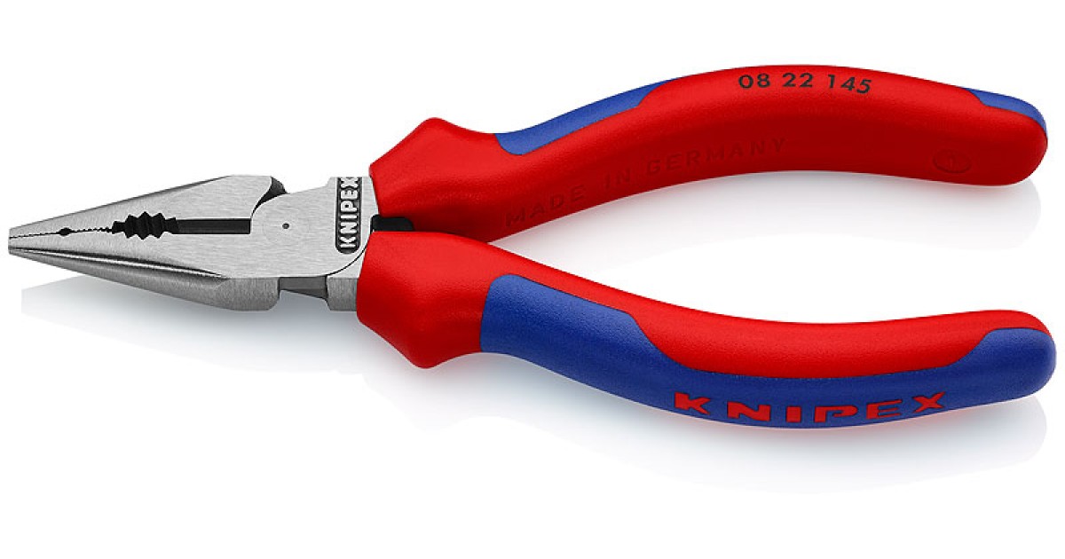 Купить Плоскогубцы комбинированные остроконечные с удлиненными губками, 145 мм, фосфатированные, 2-комп руч KN-0822145 Knipex оптом в Москве