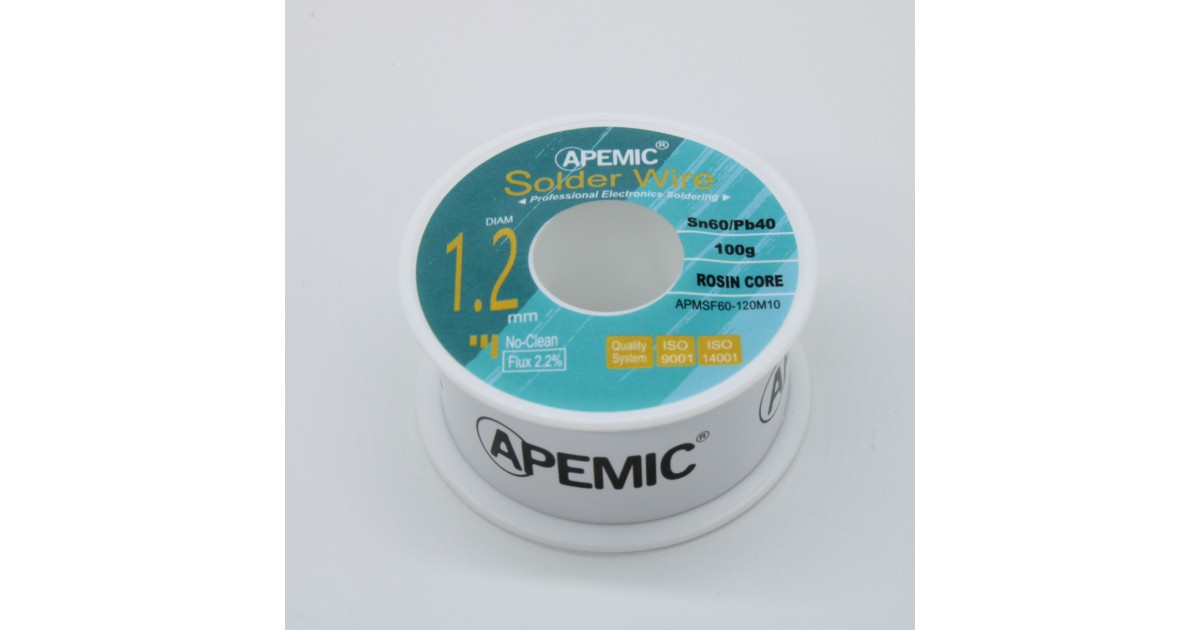 Купить Припой Sn60Pb40 ROL0 1.2мм 100гр APEMIC оптом в Москве
