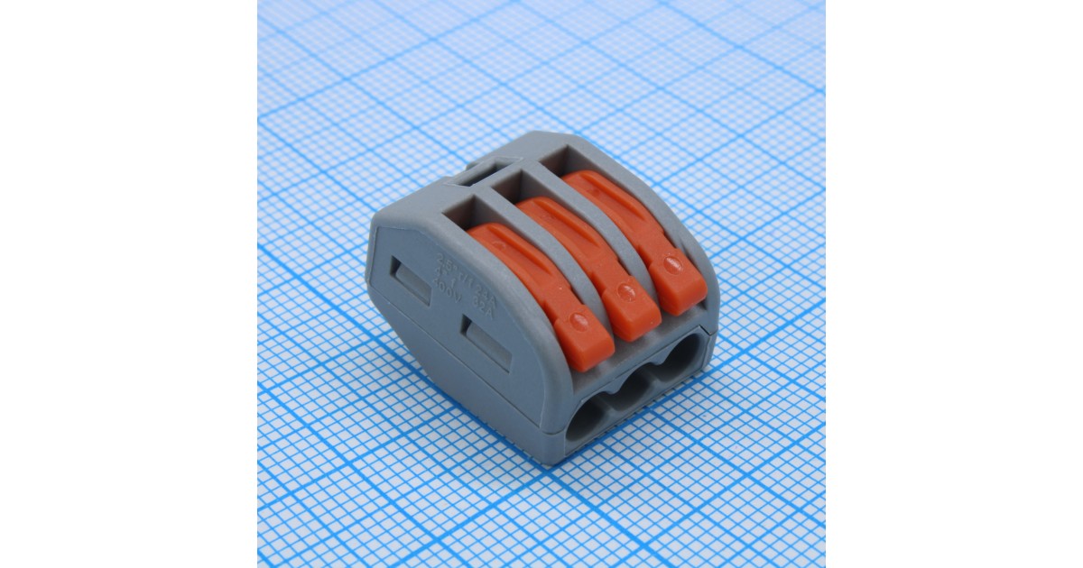 Купить Строительно-монтажная клемма СМК 222-413 с рычагом 3 отверстия 0,08-2,5мм2 (2шт.) PROxima plc-smk-413r EKF оптом в Москве