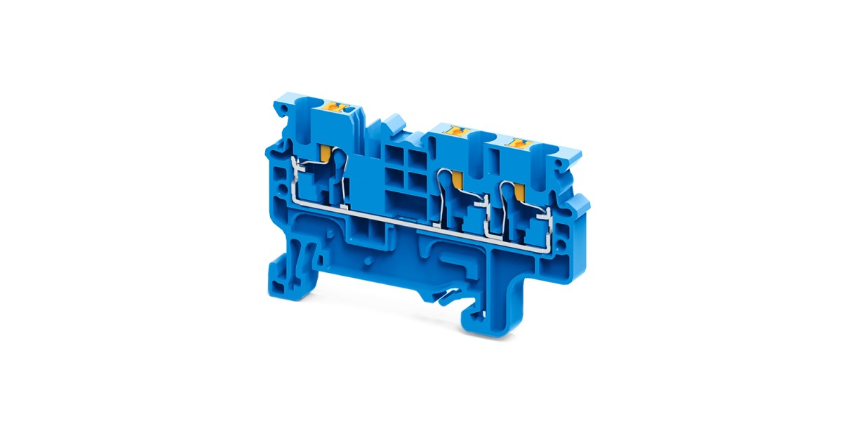 Купить Клемма с 3-мя контактами push-in OptiClip СP-2,5-TRIPLET-I-BU-синий КЭАЗ оптом в Москве