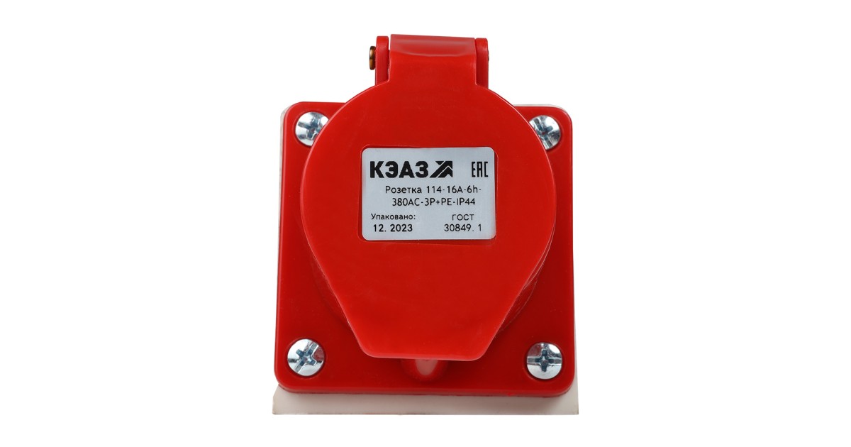 Купить Розетка 114 16А 380В AC 3P+PE 6ч для монтажа на поверхность IP44 222754 КЭАЗ оптом в Москве