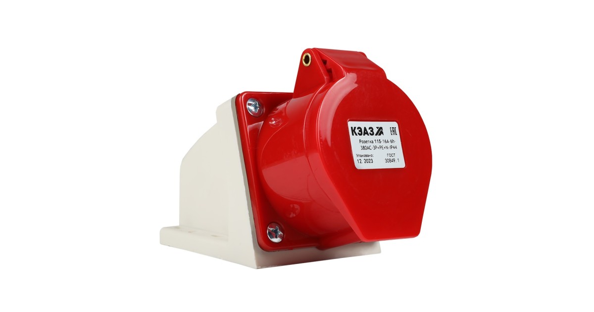 Купить Розетка 115 16А 3P+PE+N 380В AC 6ч IP44 для монтажа на поверхность 222755 КЭАЗ оптом в Москве