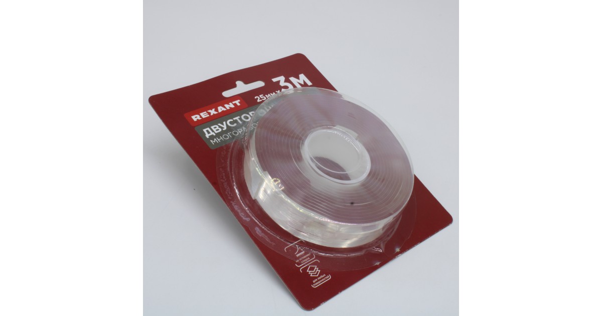 Купить Нано-лента клейкая двухсторонняя многоразовая, 25 мм х 3 м Rexant оптом в Москве
