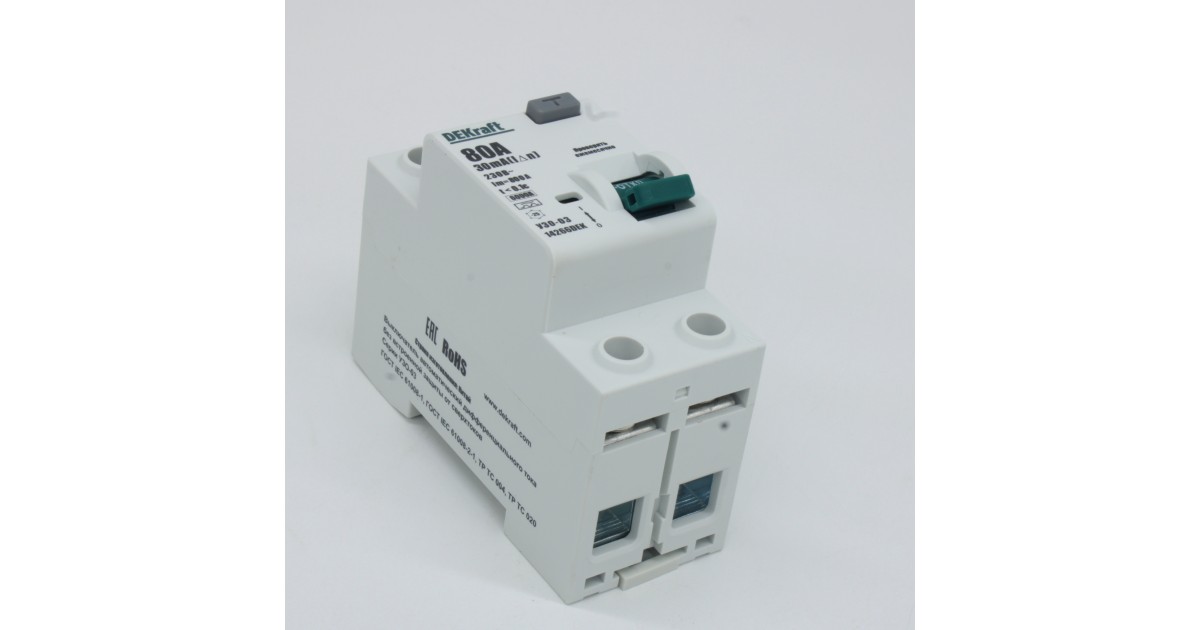 Купить Dekraft Выключатель дифференциального тока (УЗО) 2P 80А 30мА тип A 6кА УЗО-03 14266DEK DEKraft оптом в Москве