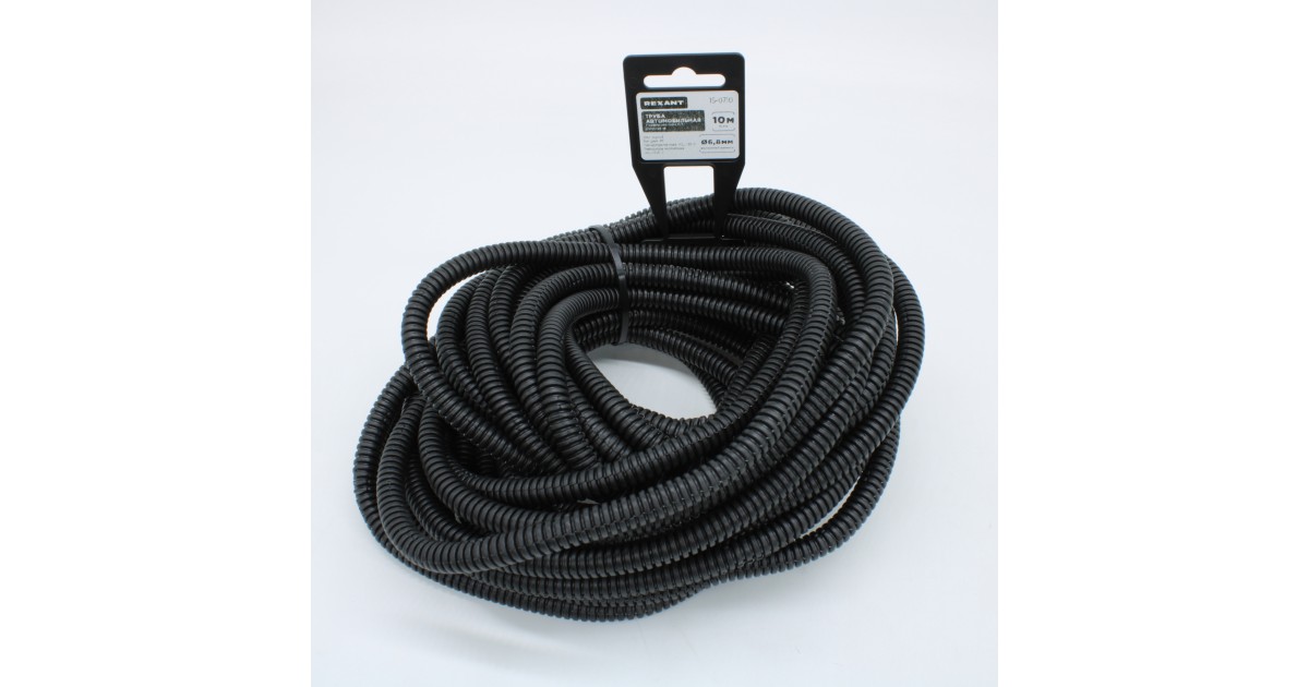 Купить Труба автомобильная гофрированная ПП, 6,8мм, разрезная, бухта 10 м, 15-0710 Rexant оптом в Москве