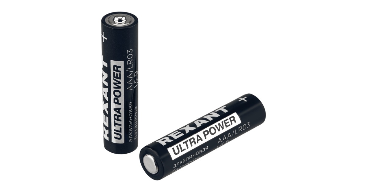 Купить Батарейка алкалиновая ультра AAA/LR03 мизинчиковая 1,5В блистер 2 шт. 39-1010 Rexant оптом в Москве