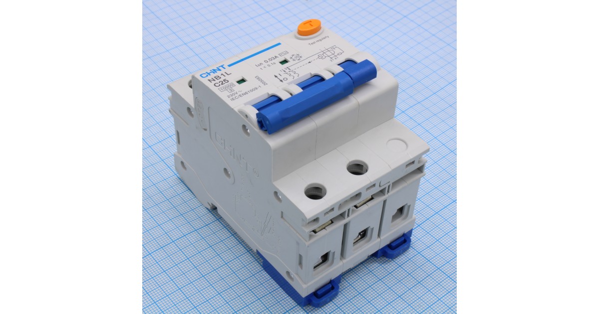 Купить Выключатель автоматический дифференциального тока 2п C 25А 30мА тип AC 10кА NB1L (54мм) CHINT 205093 CHINT оптом в Москве