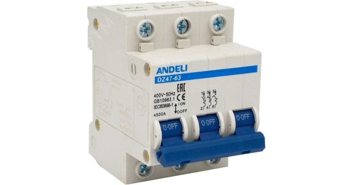 Купить АВТ. ВЫКЛ. DZ47-63/3P 40A 4.5KA Х-КА C ( Andeli оптом в Москве