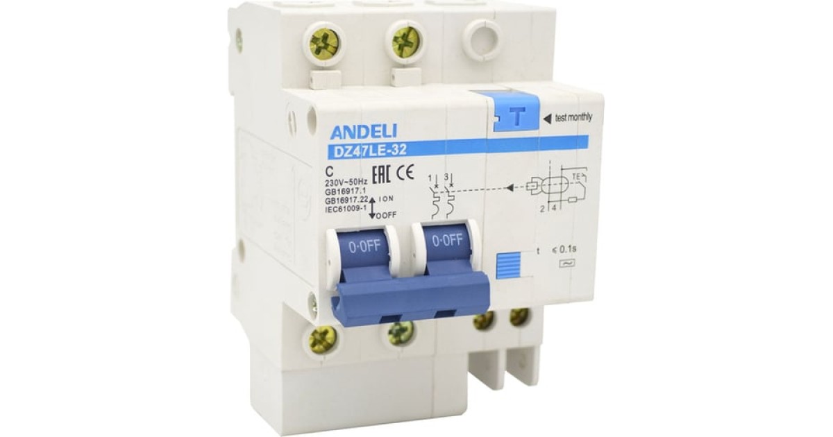 Купить ДИФ. АВТОМАТ DZ47LE-32 2P 20A 30MA ТИП A Andeli оптом в Москве