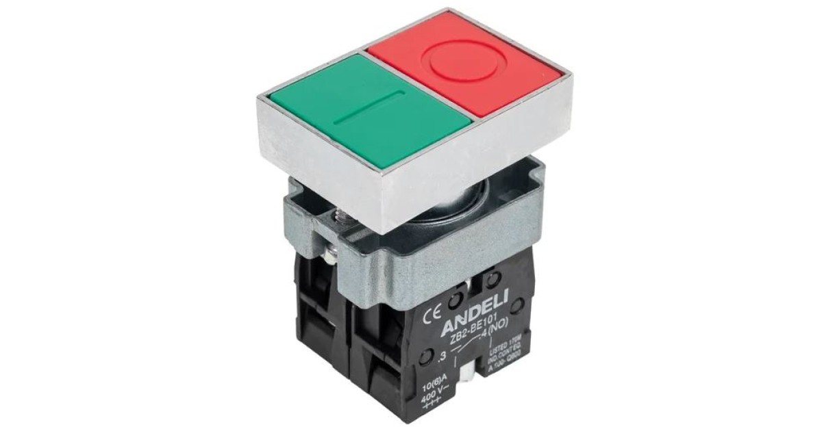 Купить КНОПКА XB2-BL8325  "I-O" СДВОЕННАЯ 1З+1Р Andeli оптом в Москве